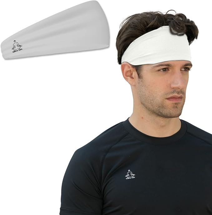 Headbands for Men and Women - Mens Sweatband & Sports Headband Moisture Wicking Workout Sweatbands for Running, Cross Training, Yoga and Bike Helmet Friendly