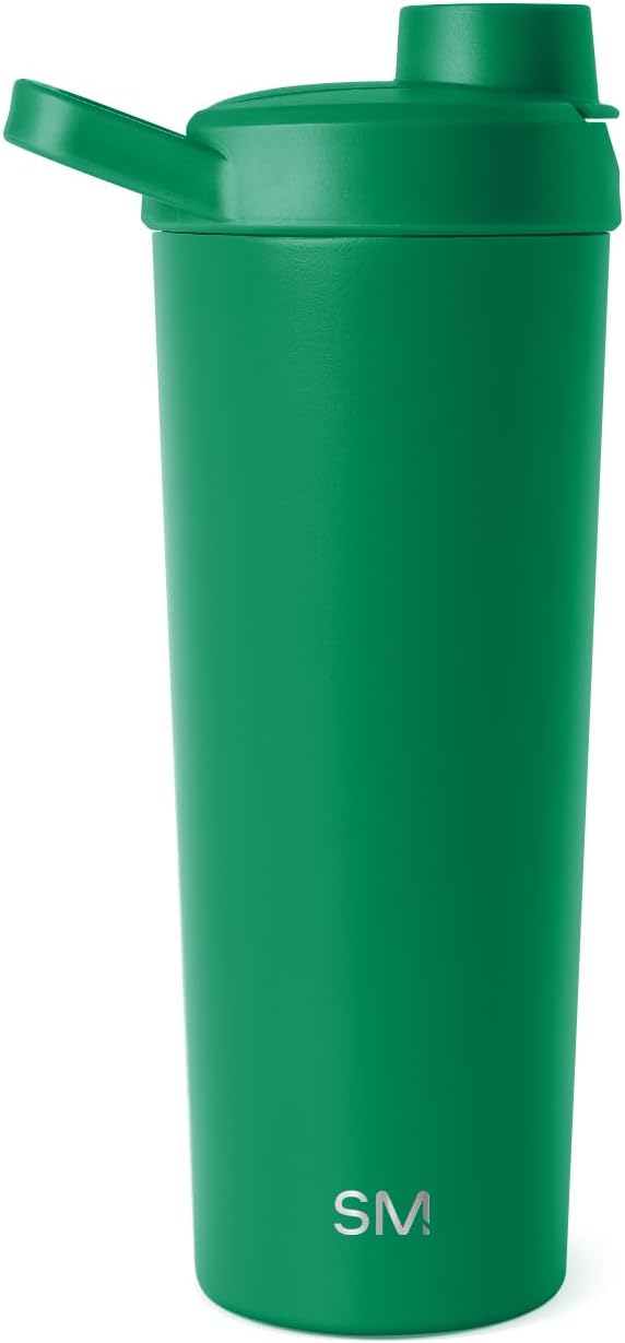 Simple Modern Stainless Steel Shaker Bottle with Ball 24oz | Metal Insulated Cup for Protein Mixes, Shakes and Pre Workout | Rally Collection | Kelly Green
