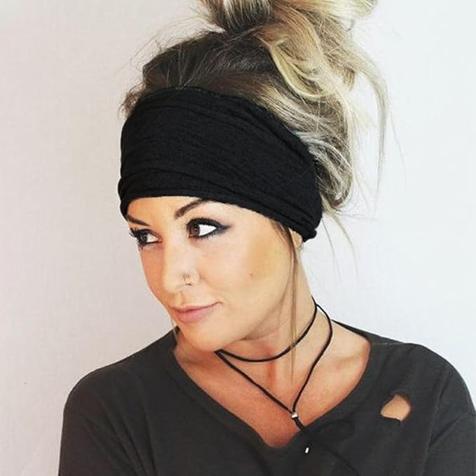 DRESHOW 4 Pack Turban Headbands for Women Wide Vintage Head Wraps Knotted Cute Hair Band Accessories