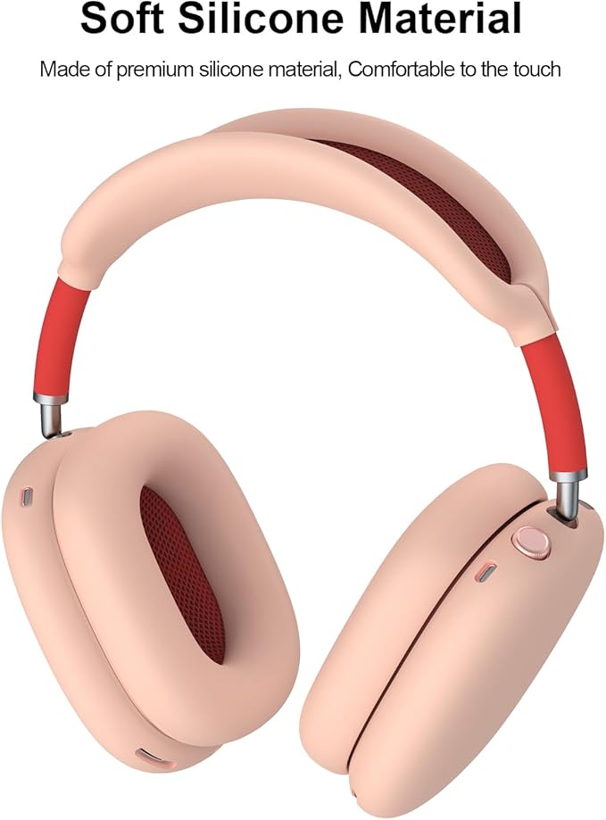 Vancle Silicone Case Cover for AirPods Max Headphones, Anti-Scratch Ear Pad/Ear Cups/Headband Cover, Soft Sweat-Proof Protector Accessories for Apple AirPods Max (Pink)