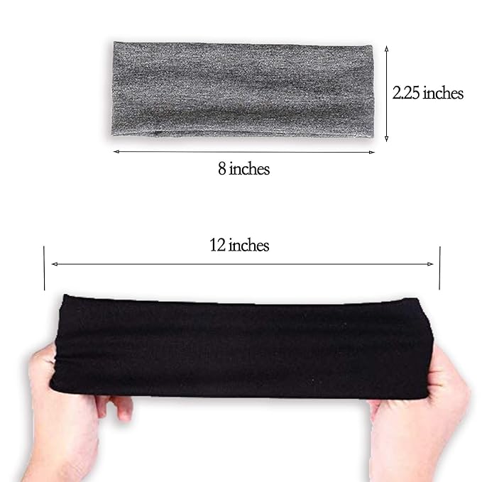 DERAYEE Black Headbands, 6 Pcs Fashion Hair Bands Stretch Elastic Yoga Headband for Women Men Girls Sports Headwraps Non Slip
