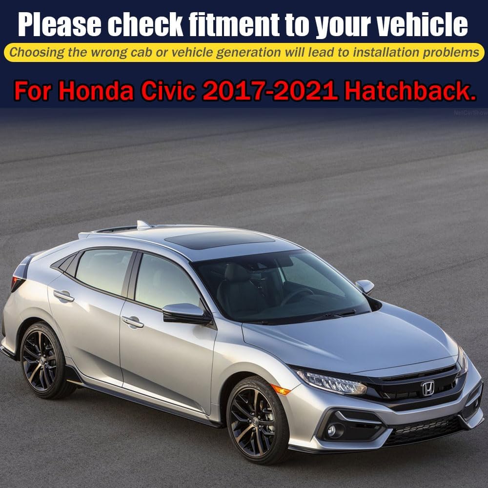 Rain Guards for Civic 2017-2021 Hatchback, Tape-on Side Window Deflectors for Civic, Window Visors for Honda Cars, for Honda Car Accessories, 4 pcs