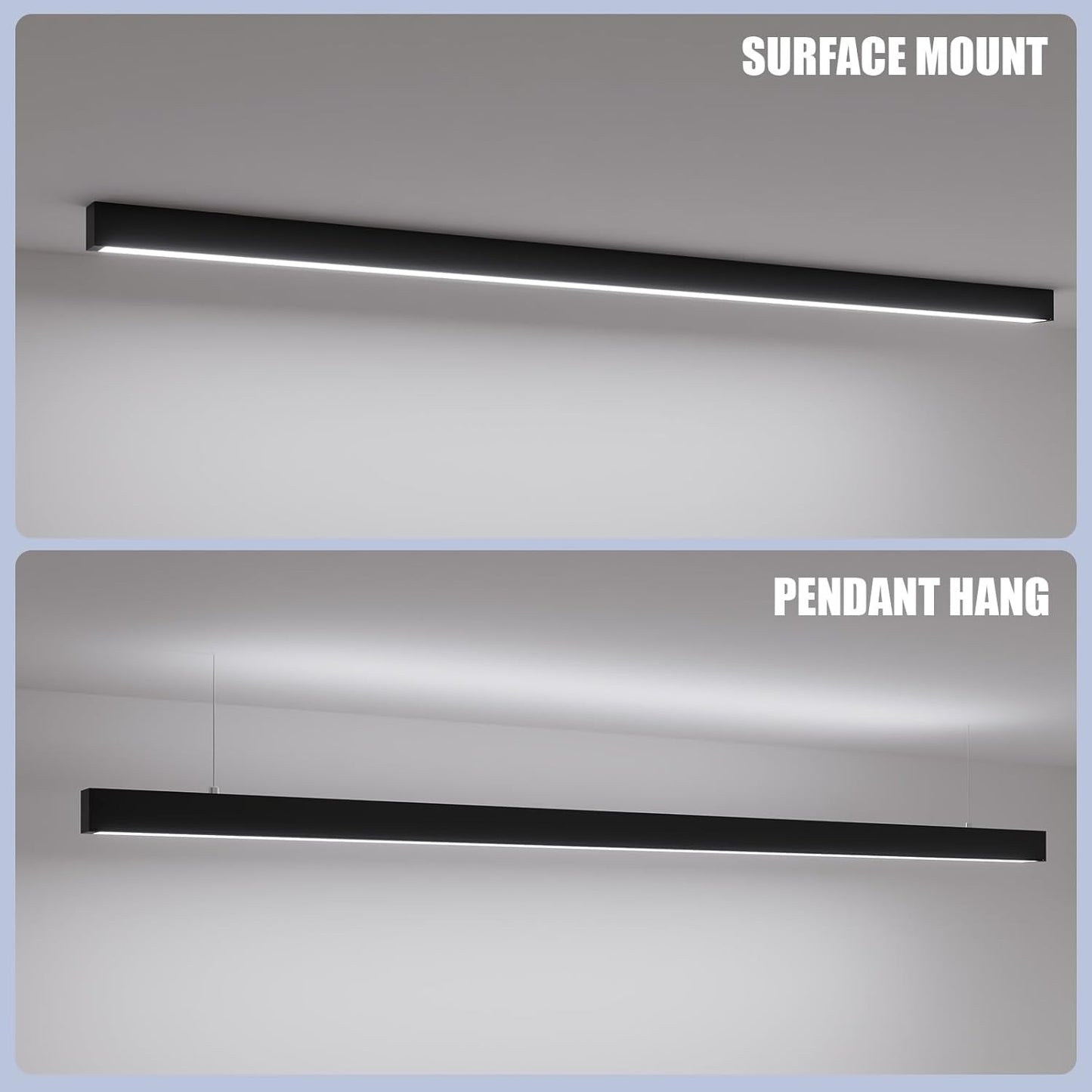 8FT LED Linear Light,100/90/80/70/60W Up and Down Light, 3000/4000/5000K CCT,Commercial And Residential Linear Lights Fixture for Office,Pendant Lights for Home,Shop,Garage,Basement,School-2Pack