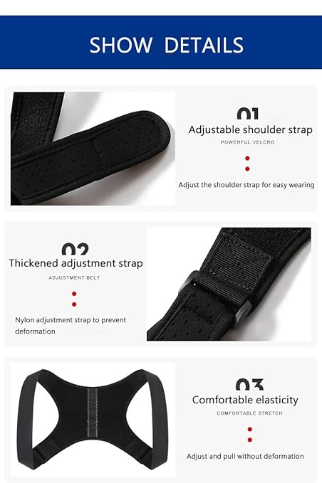 Posture Corrector for Men & Women, Adjustable Back Brace for Spine & Shoulder Support, Breathable Back Straightener for Posture Improvement, Comfortable Shoulder Brace