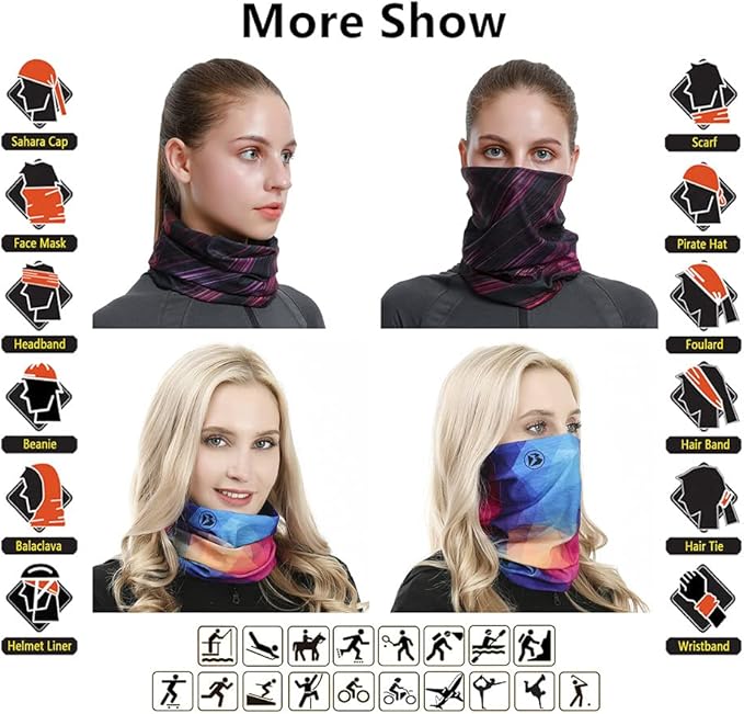 Headband Neck Gaiter Head Wrap Headwear Face Mask Magic Scarf Bandana for Men and Women