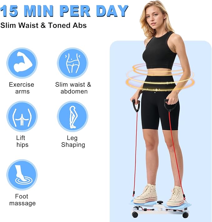 Waist Twister Ab Machine with 300 lbs Weight Capacity Anti-slip twist board Noiseless Home Gym Exercise Equipment for Women Men