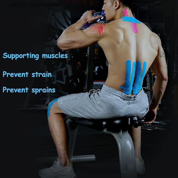 Kinesiology Tape Precut, Athletic Sports Tape Adhesive for Muscles Ankle Neck Knee Shoulder Promotes Recovery and Providing Support, Total 60 Precut Strips(Skin Color)