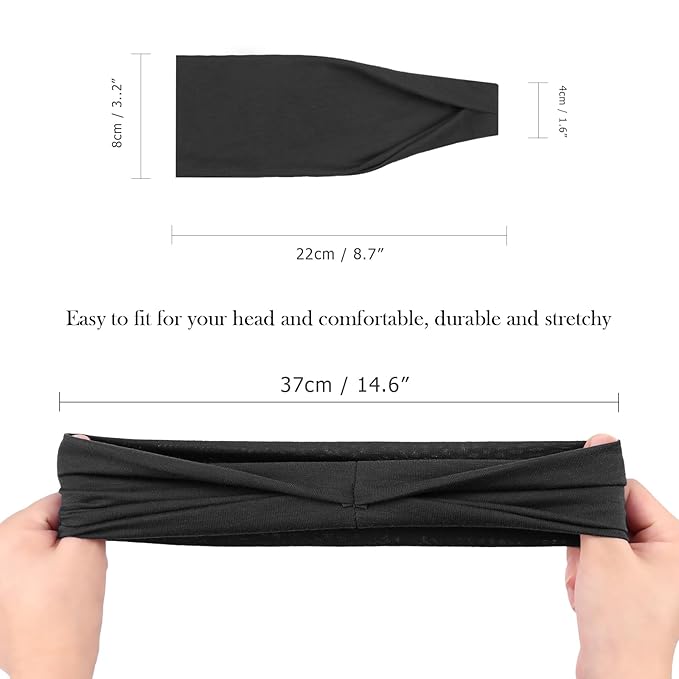 DRESHOW 6 Pack Yoga Sports Headbands for Women Elastic Non-Slip Headbands Running Workout Hair Bands