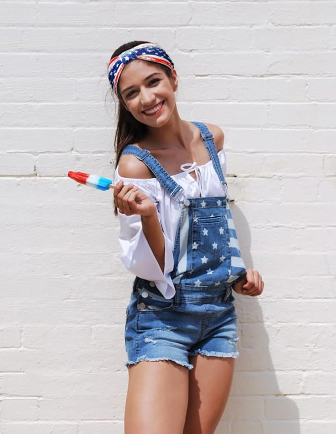 4th of July Womens Headband Independence Day Hair Accessories Patriotic Wide Headbands for Women Red White and Blue Hairband American Flag USA Pride Party Decor (Pack of 4)