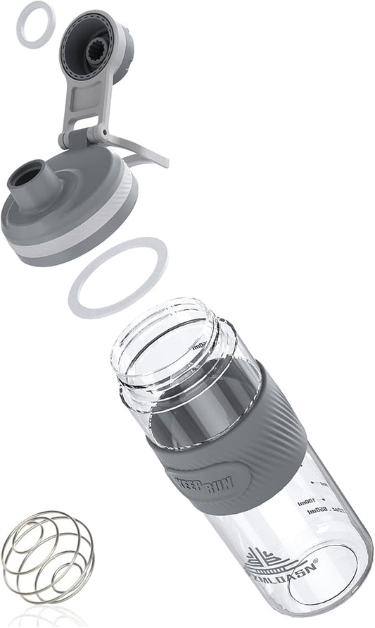 Shaker Bottle for Protein Mixes - Super Creamy Fitness Shakes, Durable, Leak-Proof Cups (Gray, 650ml/23oz)