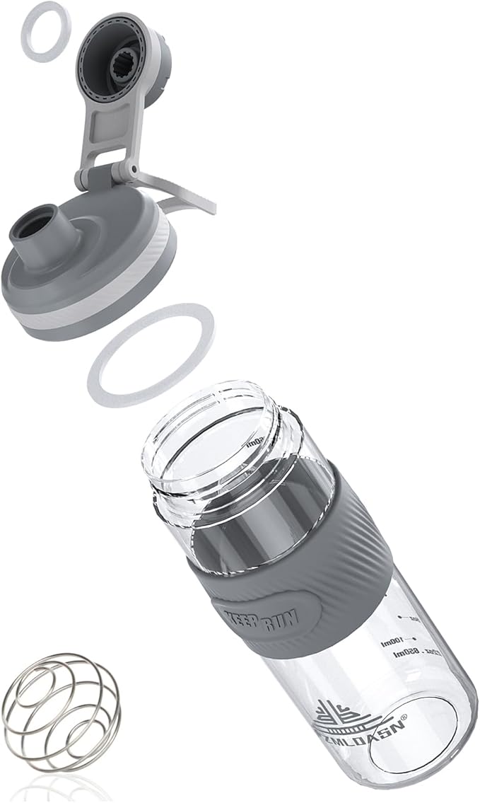 Shaker Bottle for Protein Mixes - Super Creamy Fitness Shakes, Durable, Leak-Proof Cups (Gray, 650ml/23oz)
