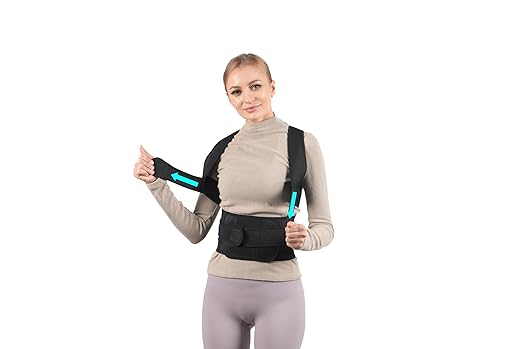 Jumbl Posture Corrector (Small) | Reusable Back Brace Supportive Spine Correction for Back Pain Relief for Men & Women Fitness and Wellness Kit | with Bonus Resistance Band