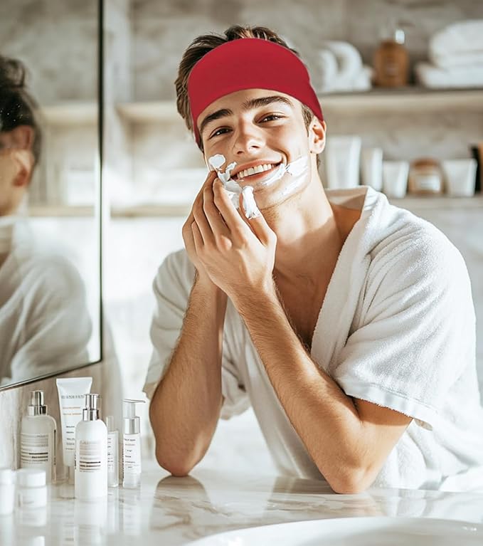 Sport Sweatbands for Men and Womem, 4 Pack, Double-Layer Workout Headbands, Sweat Wicking Hairbands for Fitness Running Football