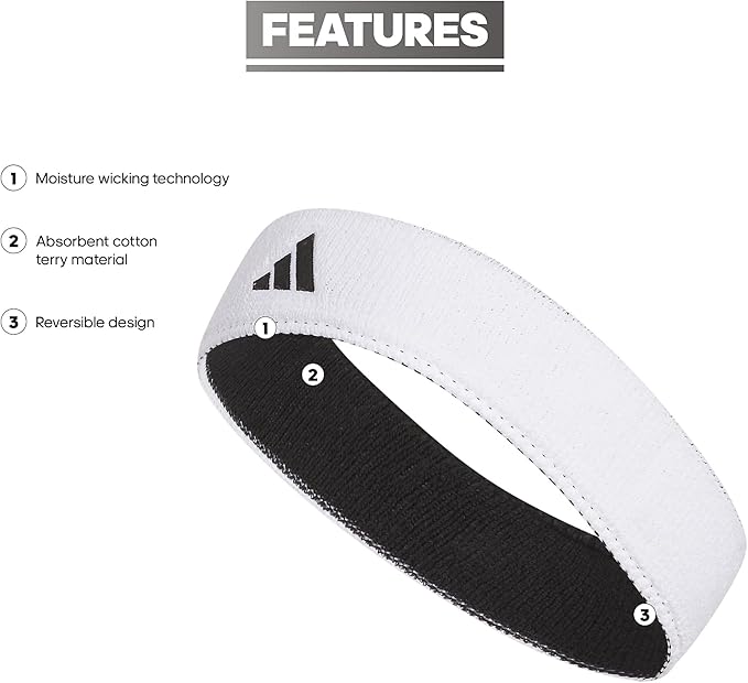 Adidas Unisex-Adult Interval Reversible Elastic Sweat Headband for Men and Women