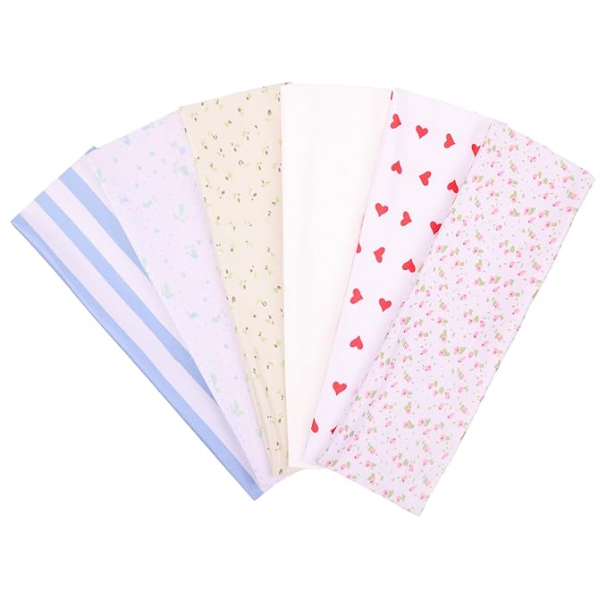 Leeven Women's Headbands for Short Hair Non Slip Elastic Floral Hairbands Soft Fabric Stripe Head Bands for Girls Heart Headbands