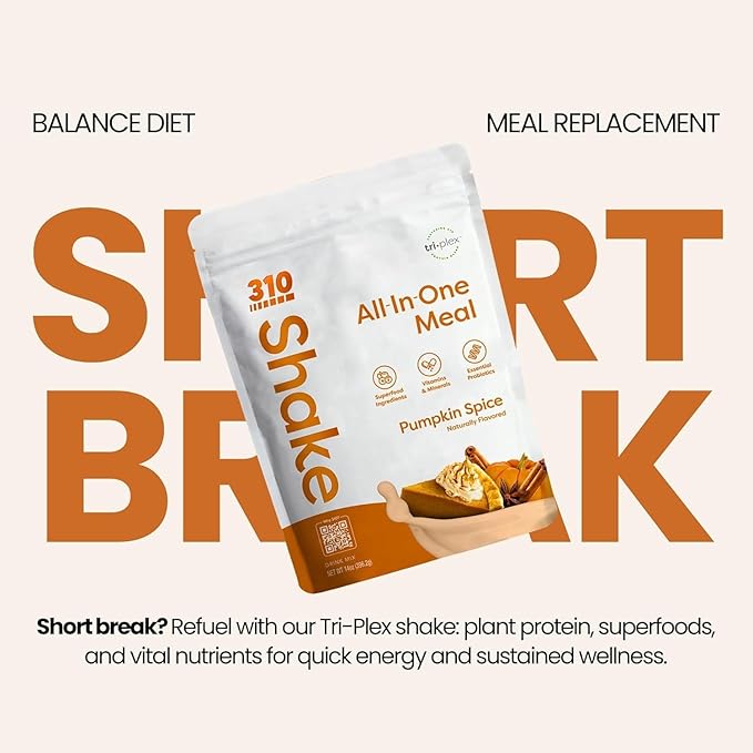 310 Nutrition - Vegan Organic Plant Powder and Meal Replacement Shake - Gluten, Dairy, and Soy Free - Keto and Paleo Friendly - 0 Grams of Sugar - Pumpkin Spice - 14 Servings