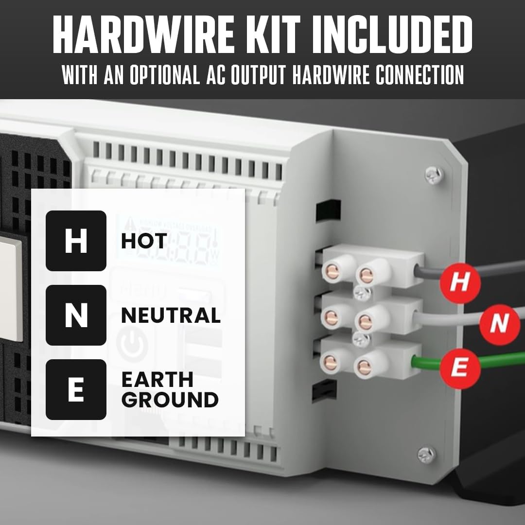 Energizer 3000W Pure Sine Wave Inverter 12V DC to 120V AC Converter for RV, Truck, Off-Grid Solar Power Inverter 12V to 110V W/QC 3.0A Each USB Port, AC Hardwire Port, Remote Cables Fuse Included