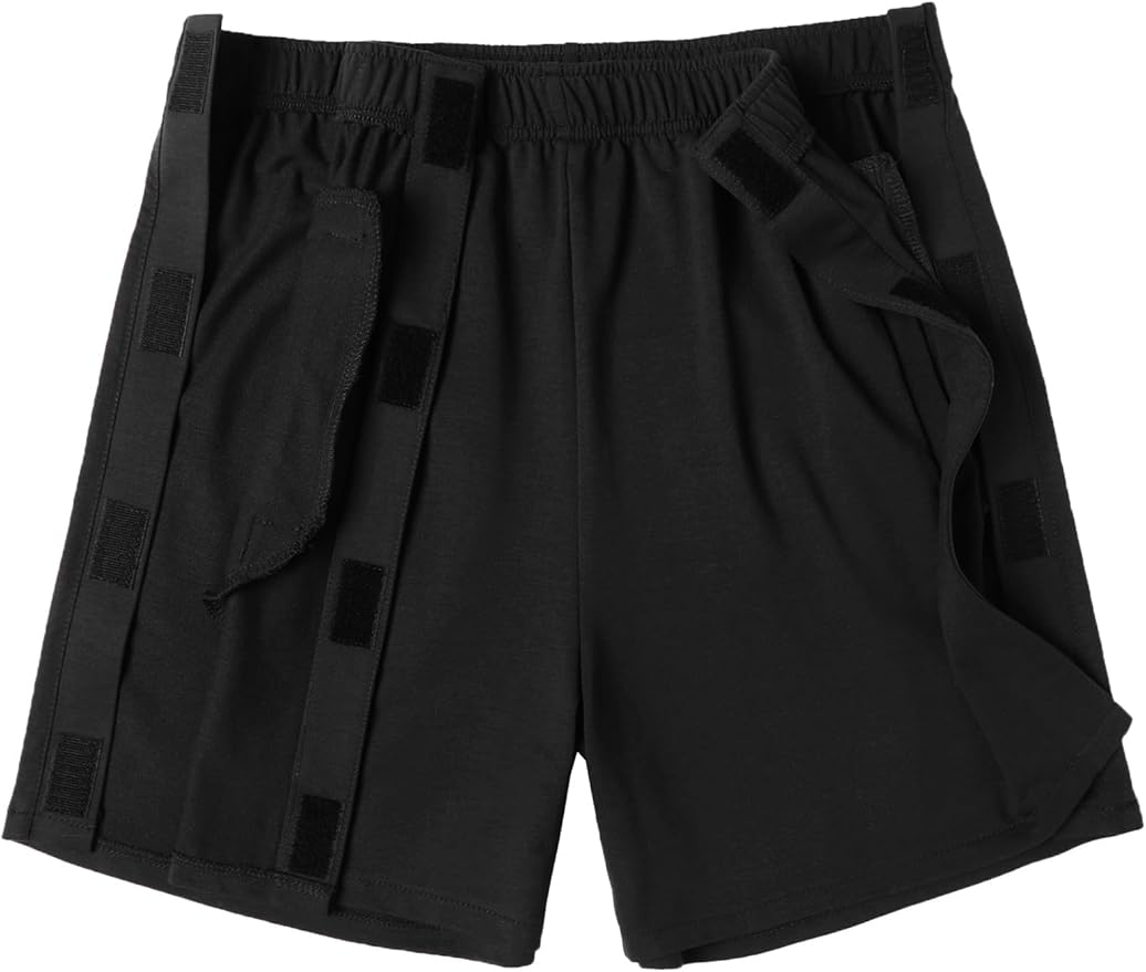 Deyeek Unisex Tear Away Shorts Snap On Athletic Cotton Shorts Post Knee Surgery Recovery Hip Replacement Pants with Pockets