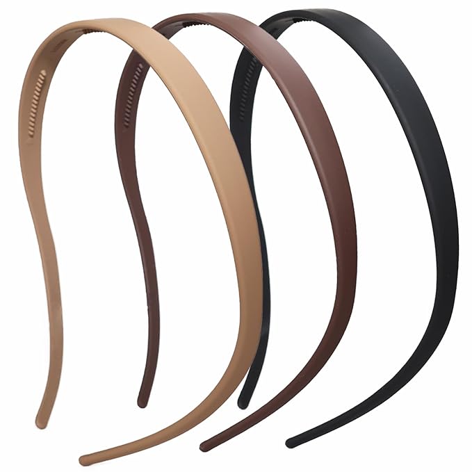 3 Pack Flex No Pressure Headbands for Women - Comfortable Plastic Headbands with Teeth - Matte Finish