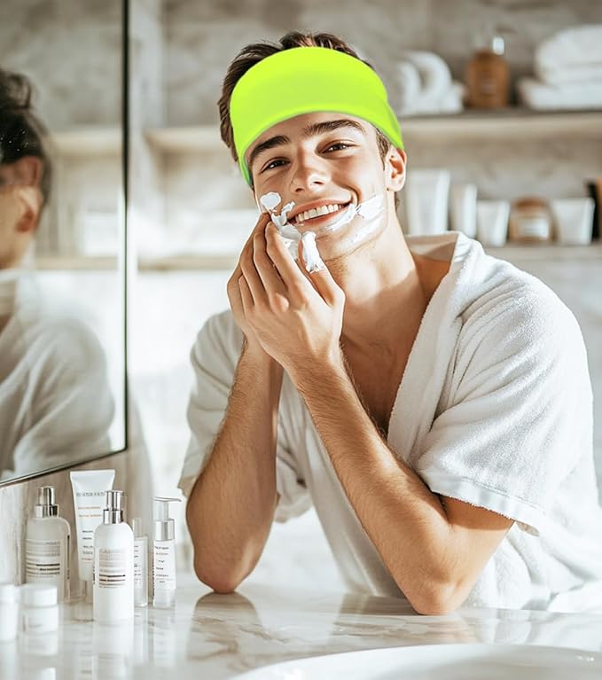 Sport Sweatbands for Men and Womem, 4 Pack, Double-Layer Workout Headbands, Sweat Wicking Hairbands for Fitness Running Football