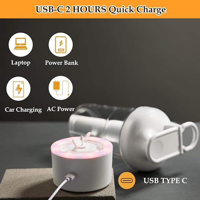 JOTER & LIBEAR Electric Shaker Bottle, Portable USB Rechargeable Protein Shake Mixer, Shaker Bottles for Protein Mixes and Meal Replacement Shakes, BPA Free, Waterproof, 25 oz (White)