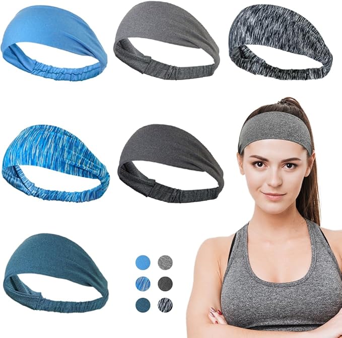Dreamlover Workout Headbands for Women Athletic, Sweatbands, Sports Headbands for Exercise, 6 Pieces