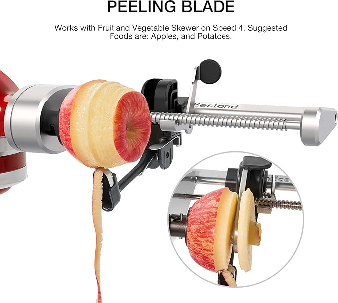 Spiralizer Attachment Compatible with KitchenAid Stand Mixer, Comes with Peel, Core and Slice, Vegetable Slicer(Not KitchAid Brand Spiralizer) (7 Blades)