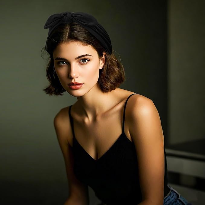 S&N Remille Wide Headbands for Women, Large Hairband, Elastic Non-Slip Headband Twist Knotted Accessories, Yoga Workout Vintage Hair 3 Pack (Multi-colored-2)