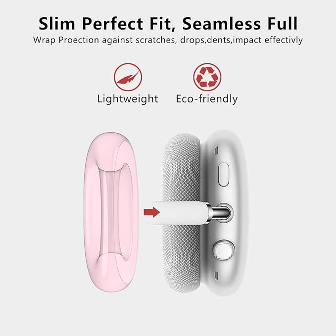 for AirPods Max Case Earpads Cover,EarCups Protector,Soft TPU Clear Ear pad Skin for Airpods Max Accessories,Anti-Scratch No-Yellow Sweatproof Washable AirPod Max Case Cover-Pink