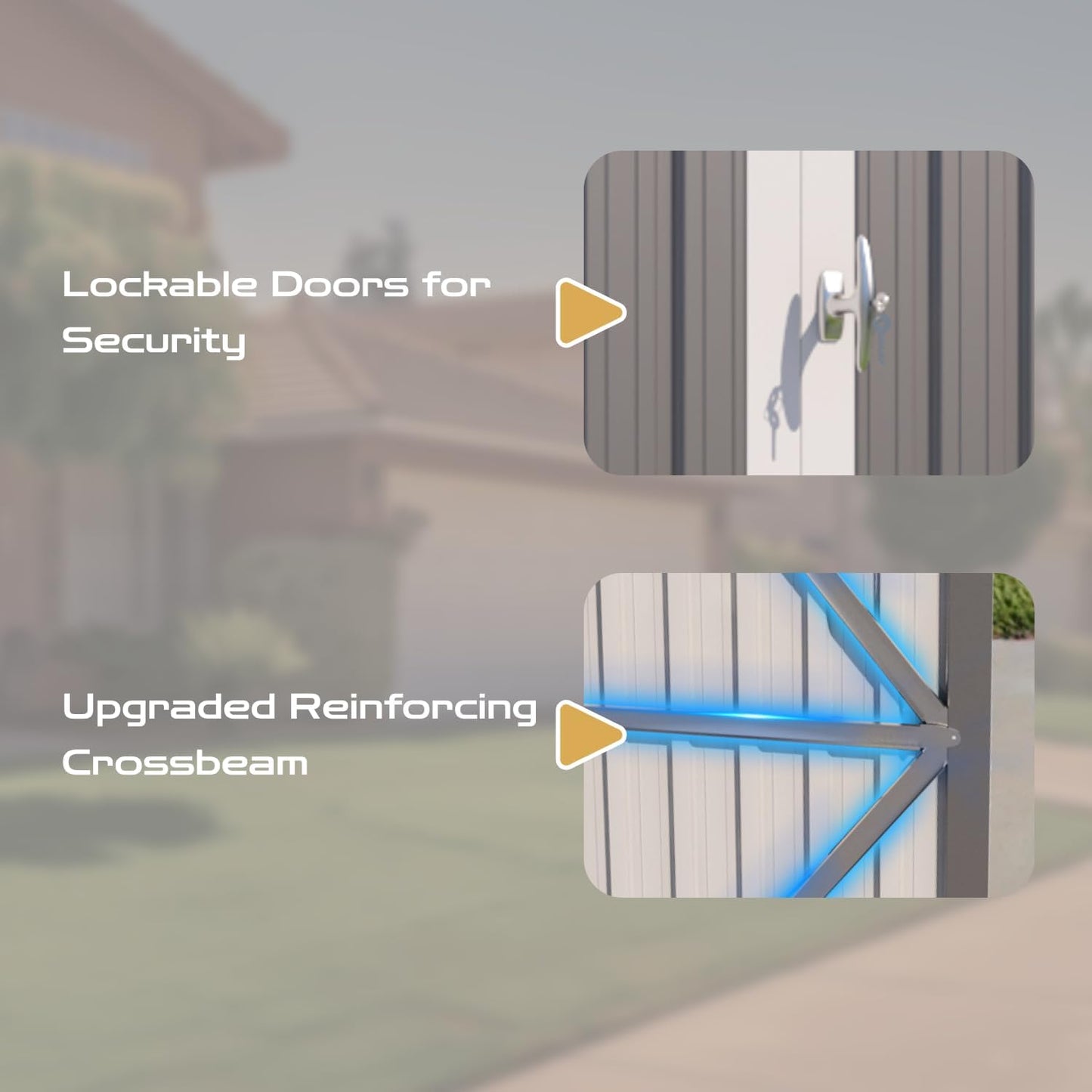 5’ x 10’ Motorcycle Storage Sheds, Metal Shelter & Garage with Windows and Lockable Door Handle, Heavy Duty Vehicle Shed for All Weather, Track System Included, Anthracite with White Trim