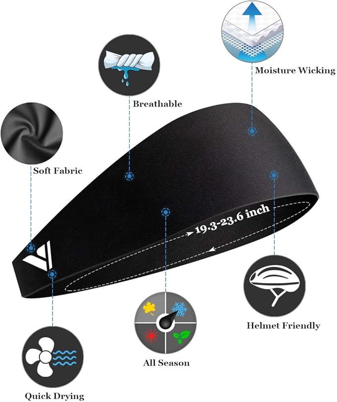 Vgogfly Running Headbands for Men Sweatbands Sports Sweat Bands Mens Workout Thin Fitness Gym Yoga 4 Pack…