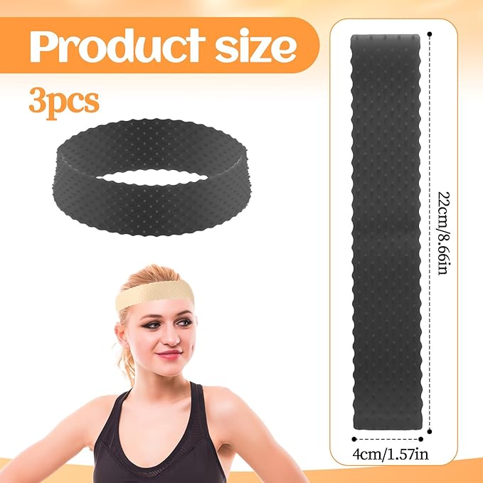 Bewudy 3 PCS Adjustable Silicone Wig Headband Grip, Women Men Wig Grip Band Adjustable Elastic Fixed Non-Slip Wigs Straps (Black+Skin Color+White)