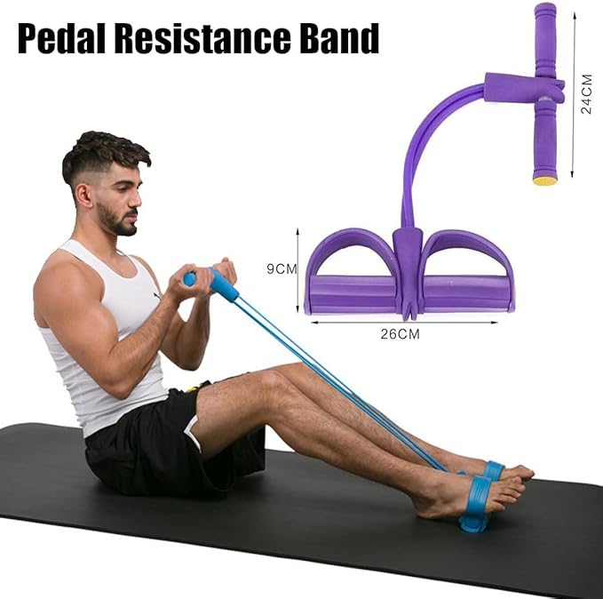 21 Fitness Resistance Bands - 4 Tube Pedal Ankle Puller, Yoga Handle Bands Exerciser Multifunction Trainer Tension Rope for Body, Abdomen, Waist, Arm, Tummy Exercise Stretching Training ( Color : Ash