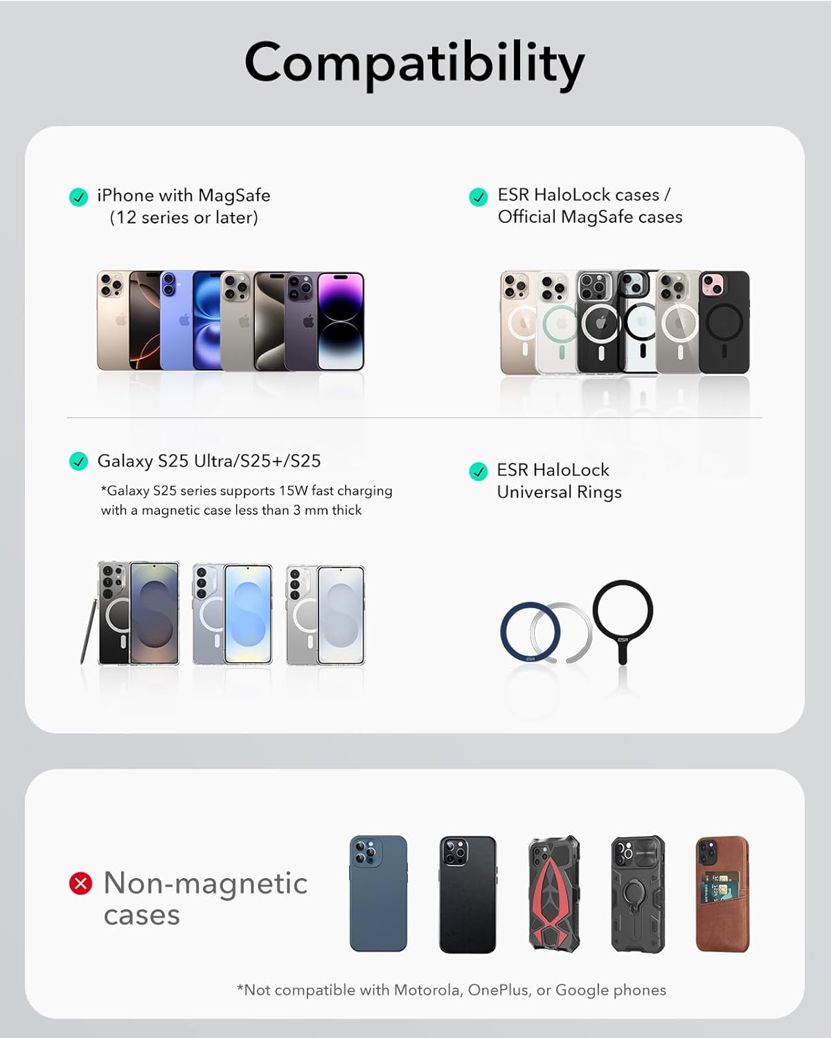 ESR for Qi2 15W MagSafe Car Mount Charger, Qi2-Certified MagSafe Car Charger, Dashboard/Windshield Magnetic Wireless Car Charging, Car Phone Mount for iPhone 16/15/14/13/12, S25, Fast Charging, Black