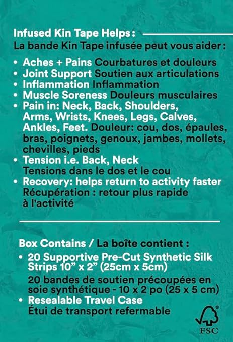 Heali Kinesiology Tape with Magnesium and Menthol, 20 Pcs Precut Strips, K Tape Roll, Knees, Physical Therapy Sports Tape for Muscle and Joint Pain Relief, Water Resistant, Blue Inspo