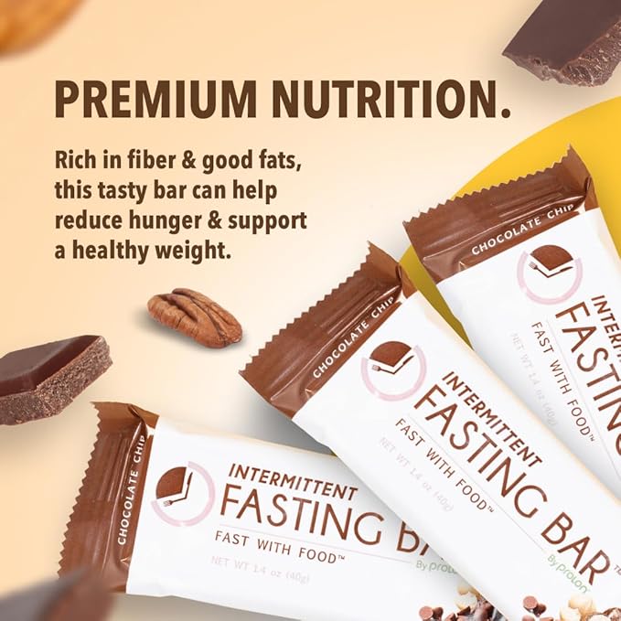 Prolon Fast Bars | Keto, Gluten Free, Dairy Free, Plant Based Protein, Intermittent Fasting Bars | Developed to Not Break Your Fast | Chocolate Chip, 12 Ct