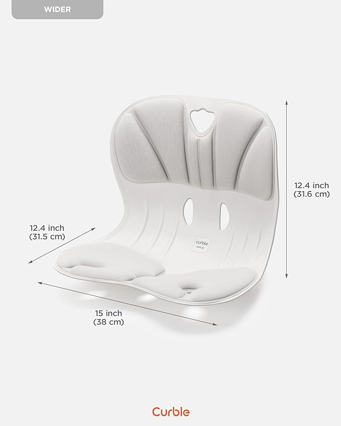 curble Wider(Standard Wide) 2PACK – Ergonomic Lower Back Chair Support, Lumbar Support Back Posture Corrector, Back Pain Relief, Perfect for Office, Floor Seat and Work from Home, Patented (2P Grey)