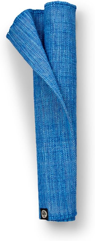 Manduka Shala Yoga Rug 71" - Outdoor Yoga & Meditation | Foldable & Machine Washable | Natural Cotton | Handmade | 71 x 26 inches | Flaneur Blue