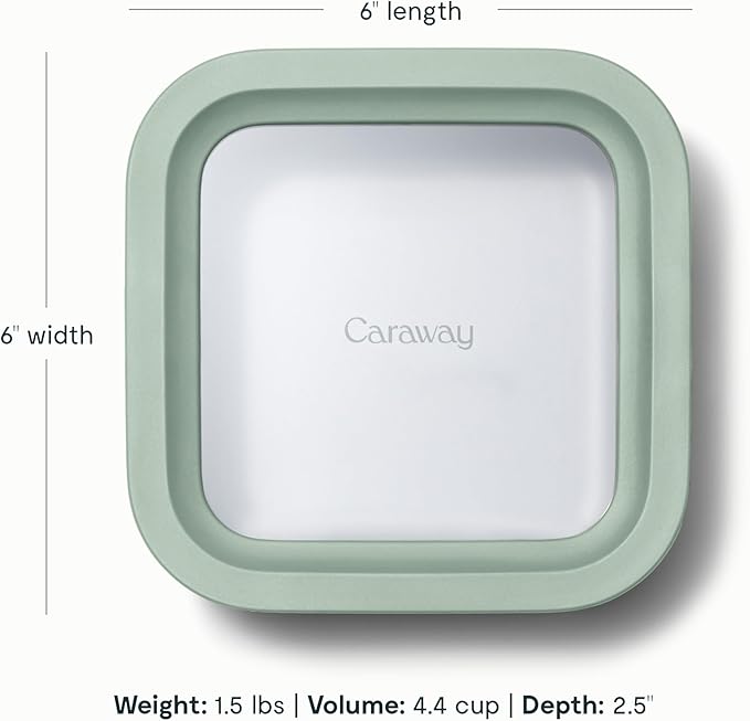 Caraway Glass Food Storage - 10 Cup Glass Container with Ceramic Coated Non-Stick Lids - Easy to Store, Non-Toxic, Dishwasher, Oven, & Microwave Safe