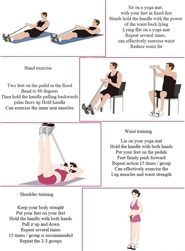 21 Fitness Resistance Bands - 4 Tube Pedal Ankle Puller, Yoga Handle Bands Exerciser Multifunction Trainer Tension Rope for Body, Abdomen, Waist, Arm, Tummy Exercise Stretching Training ( Color : Gree