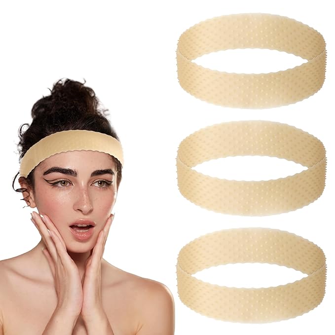 3 Pieces Silicone Wig Grip Band, Adjustable Wig Headband Seamless Non-slip Elastic Headband Strong Holde Sweat-Proof Hold for Men Women Sports Yoga Hair Styling (Skin Color)