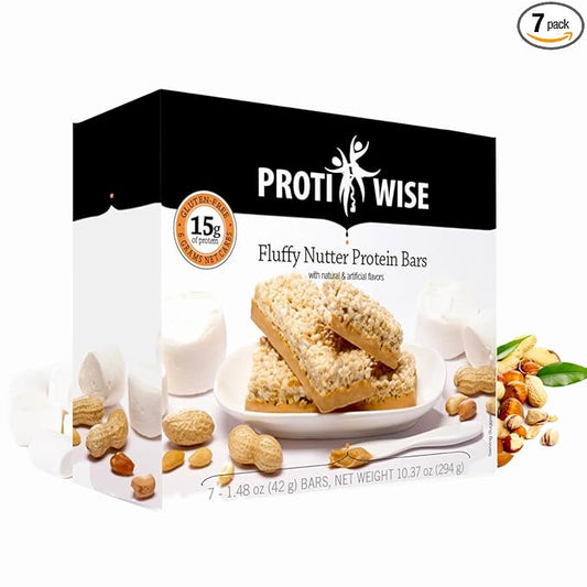 ProtiWise – High Protein 15g Bar | 7/Box | Weight Loss, Diet, KETO Friendly, Hunger Control, Meal Replacement | Gluten Free, Low Fat, Low Sugar (Fluffy Nutter)