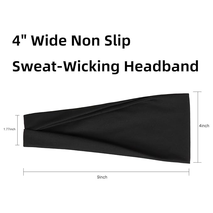 Black Headbands for Women Hair Bands for Women’s Hair Non Slip Women Thick Headband Stretchy Sweat Bands Headbands for Yoga Workout Every Day Basic Fashion Accessories