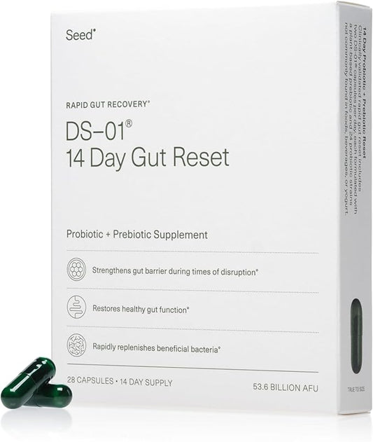 Seed 14 Day Gut Reset - Prebiotic and Probiotic for Women & Men - Digestive Health, Gut Health, Rapid Gut Recovery, Bloating & Constipation Relief - Vegan & Shelf-Stable - 28 Capsules (14-Day Supply)