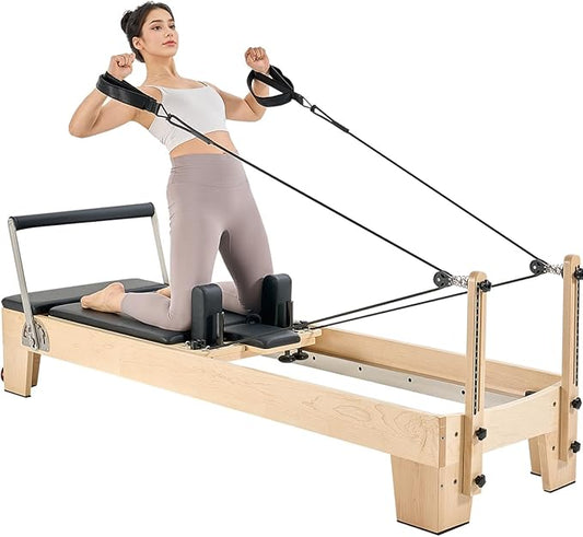 VEVOR Pilates Reformer Machine, Pilates Workout Equipment for Home Gym Studio Use, Pilates Bed with Dual Resistance- Spring & Cord, Reformer Set, Up to 400 LBS