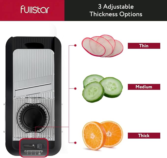 Fullstar All-in-1 Vegetable Chopper and Mandoline Slicer for Kitchen - Cheese Grater, French Fry Cutter, Cheese Slicer - Bonus Handheld Spiralizer Included (6 in 1, Stainless Steel)