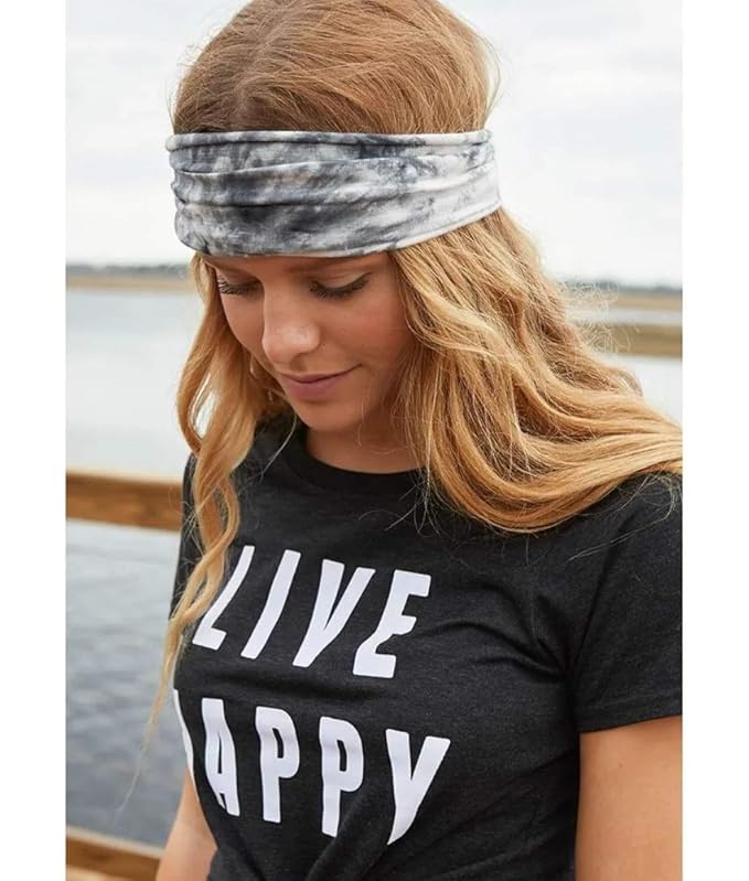 Huachi Women's Headbands Yoga Workout Exercise Headbands for Women Cute Elastic Hair Bands for Women’s Hair Tie Dye Bandeau Headband Sweatbands