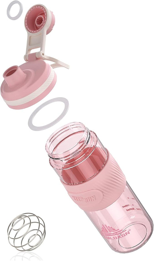 Shaker Bottle - 650ml/23oz, Durable & Leak-Proof, Perfect for Super Creamy Fitness Protein Shakes - Pink