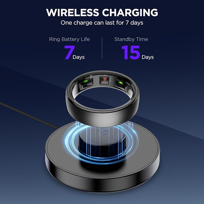 Fitness Tracker, Smart Ring for Women Men, Fitness Ring with Sleep Tracker, 24/7 Heart Rate Monitor, Health Activity Trackers, Step Counter,Calorie Pedometer,No Subscription,for iOS Android(Black,#9)