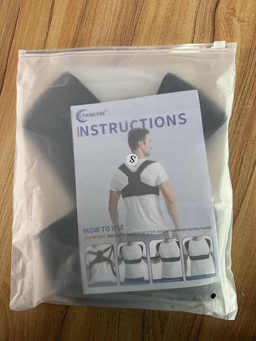 Paskyee Posture Corrector for Women and Men, Adjustable Back Brace for Neck, Shoulder, and Upper Back Pain Relief, Back Straightener for Clavicle Support Black L/XL
